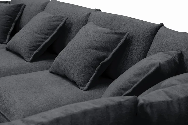 Rossita Lyx 5-sits Högervänd U-formad Extra djup Soffa med Divan och Schäslong i Chenille - Trenza 01, Svart Chenille - Möbler - Soffa - U-soffa
