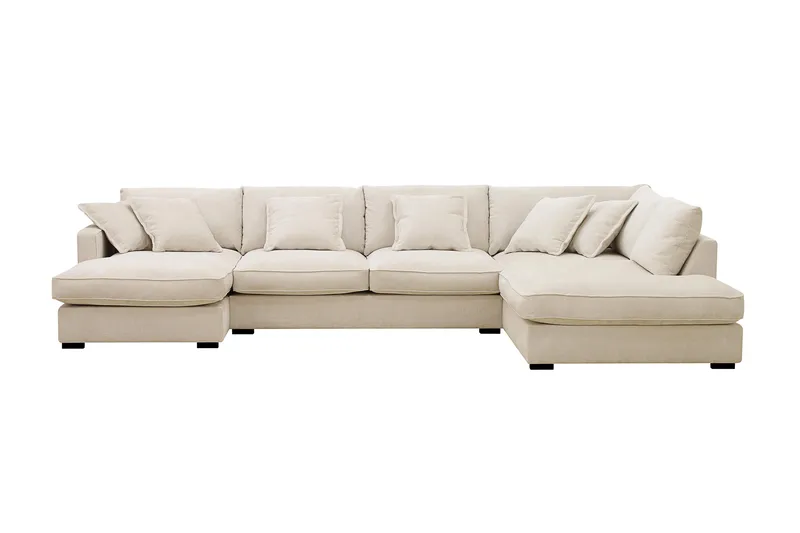 Rossita Lyx 5-sits Högervänd U-formad Extra djup Soffa med Divan och Schäslong i Chenille, Trenza 06, Beige Chenille