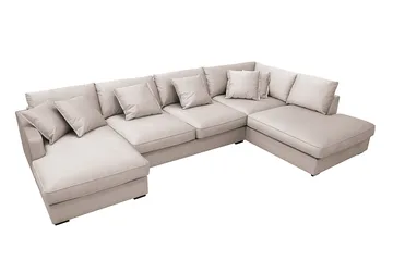 Rossita Lyx 5-sits Högervänd U-formad Extra djup Soffa med Divan och Schäslong i Sammet - Beige - Möbler - Soffa - U-soffa