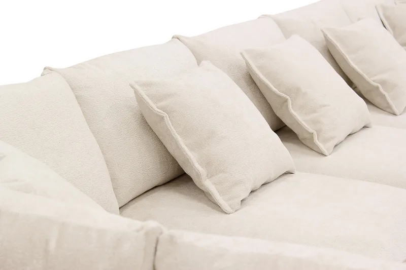 Rossita Lyx 6-sits Vänstervänd U-formad Extra djup Soffa med Divan och Schäslong i Chenille - Trenza 06, Beige Chenille - Möbler - Soffa - U-soffa