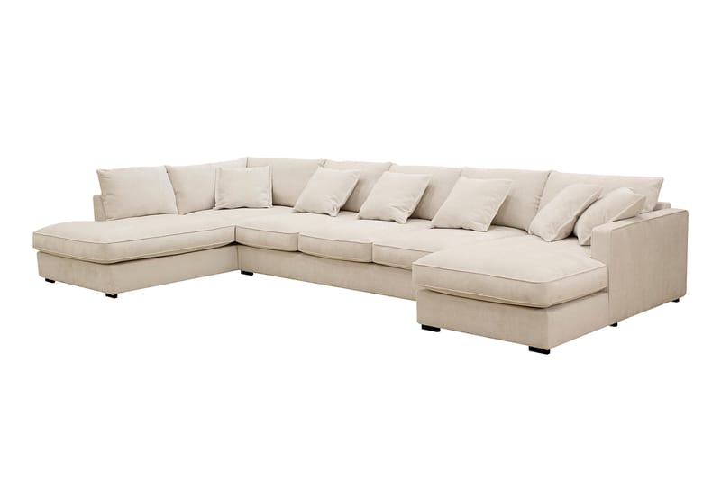Rossita Lyx 6-sits Vänstervänd U-formad Extra djup Soffa med Divan och Schäslong i Chenille - Trenza 06, Beige Chenille - Möbler - Soffa - U-soffa
