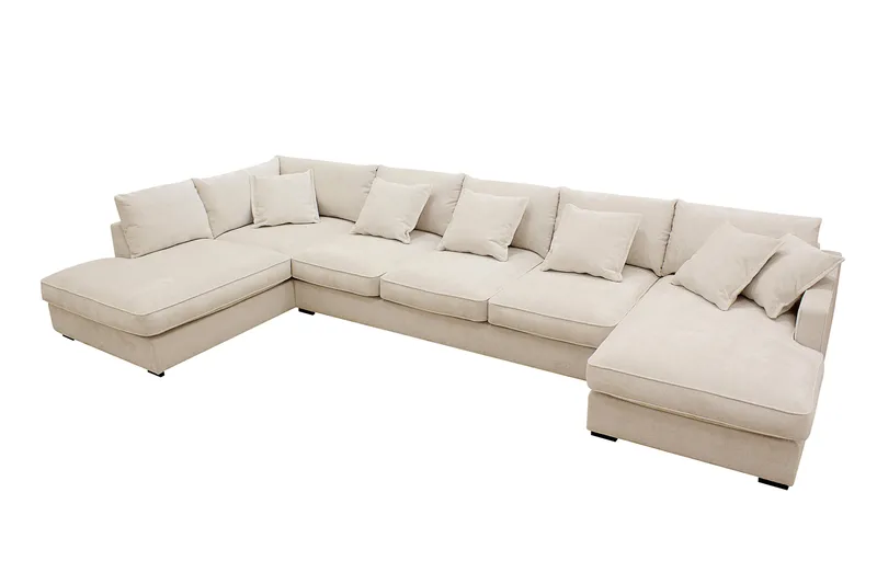 Rossita Lyx 6-sits Vänstervänd U-formad Extra djup Soffa med Divan och Schäslong i Chenille - Trenza 06, Beige Chenille - Möbler - Soffa - U-soffa