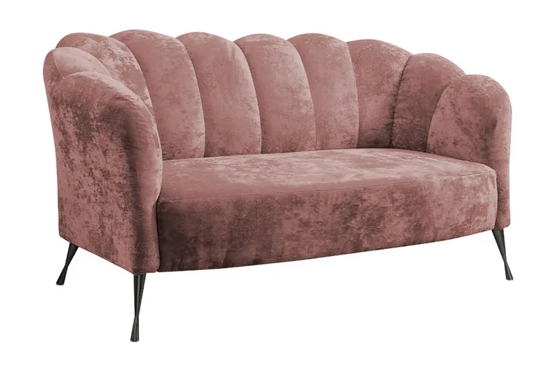 Adrial 2-sits Soffa, Sammet/Rosa/Svart Krom