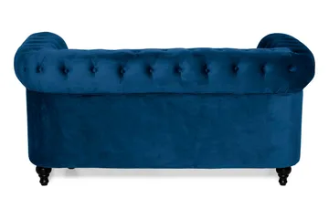 Chesterfield Lyx 2-sits Liten sammetssoffa - Djup soffa 160 cm bred - Blå - Möbler - Soffa - Sammetssoffa