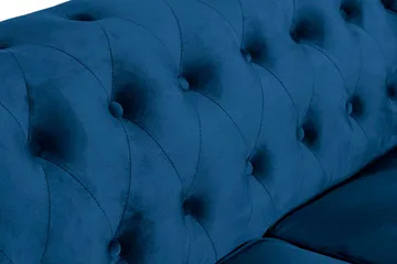Chesterfield Lyx 2-sits Liten sammetssoffa - Djup soffa 160 cm bred - Blå - Möbler - Soffa - Sammetssoffa