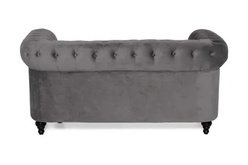 Chesterfield Lyx 2-sits Liten Sammetssoffa - Djup soffa 160 cm bred - Mörkgrå - Möbler - Soffa - Sammetssoffa