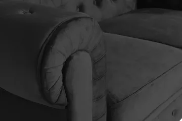 Chesterfield Lyx 2-sits Liten sammetssoffa - Djup soffa 160 cm bred - Svart - Möbler - Soffa - Sammetssoffa