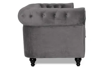 Chesterfield Lyx 3 sits Sammetssoffa - Djup soffa - Mörkgrå - Möbler - Soffa - Sammetssoffa