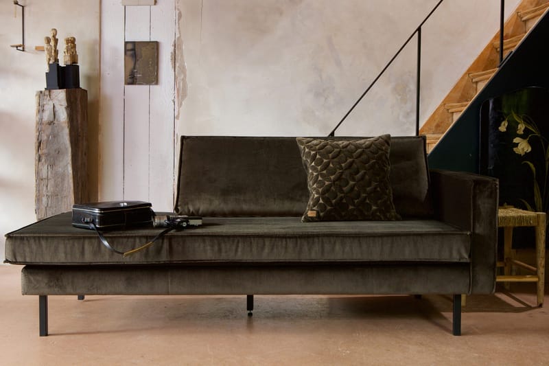 Lissbon 2-sits Höger Dagbädd med Divan och Öppen Sida i Sammet - Grön - Möbler - Soffa - Sammetssoffa