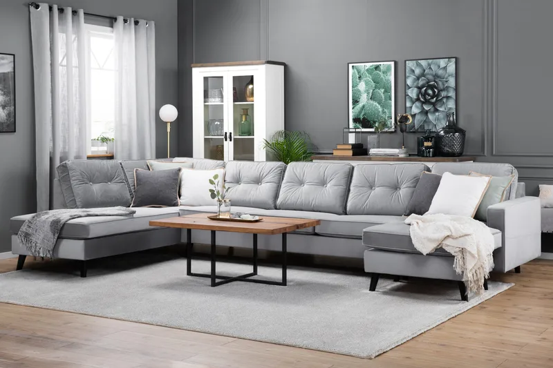 Monroe U-soffa med Divan Höger Sammet - Möbler - Soffa - Sammetssoffa