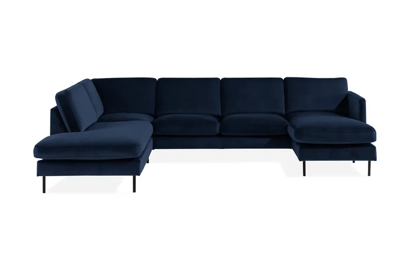 Teodin U-soffa med Divan Sammet Höger, Blå