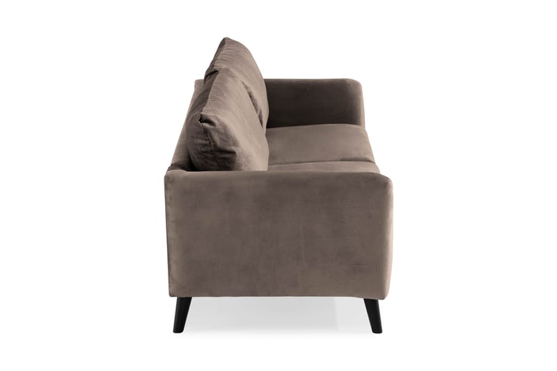 Trend 3-sits Rektangulär Sammetssoffa med Svängda Armstöd - Taupe - Möbler - Soffa - Sammetssoffa