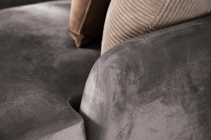 Trend 4-sits Vänstervänd U-formad Soffa med Divan och Schäslong i Sammet - Mörkgrå - Möbler - Soffa - Sammetssoffa