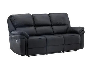 Saranda 3-sits Reclinersoffa 228 cm i Konstläder - Svart - Möbler - Soffa - Biosoffa & reclinersoffa - 3 sits biosoffa & reclinersoffa