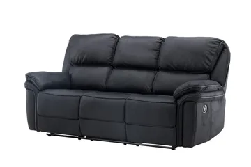 Saranda 3-sits Reclinersoffa 228 cm i Konstläder - Svart - Möbler - Soffa - Biosoffa & reclinersoffa - 3 sits biosoffa & reclinersoffa