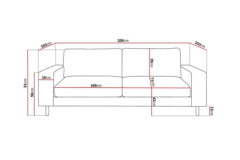 Scandi Djup 3-sits Soffa i Manchester - Beige - Möbler - Soffa - 3 sits soffa