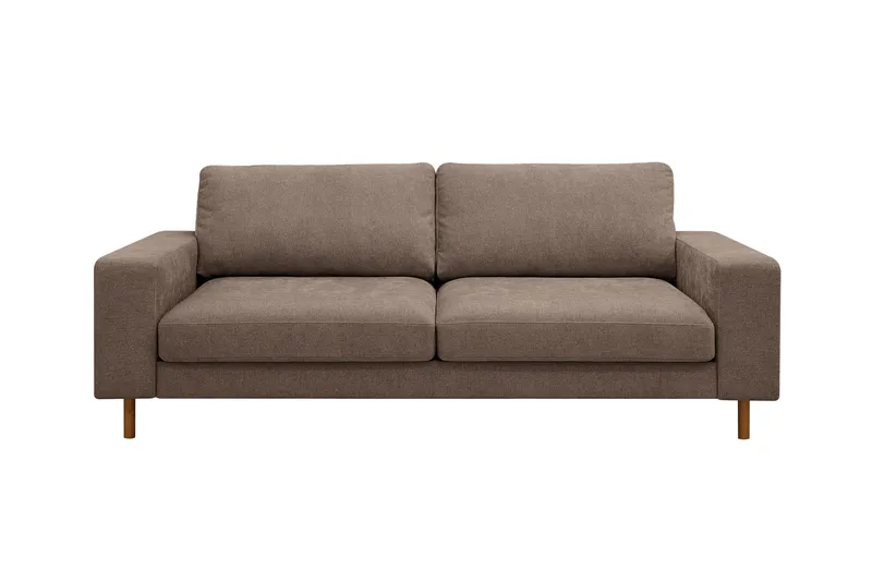 Scandi Djup 3-sits Soffa i Tyg, Mörkbrun