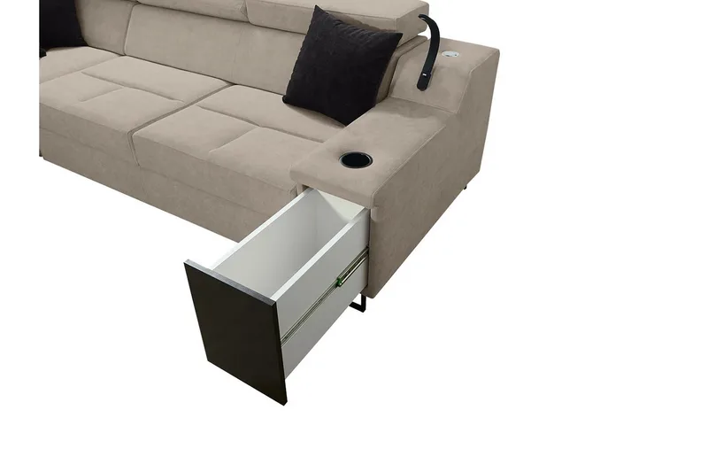 Seginus Bäddsoffa m. Schäslong 3-sits 210x127 - Rosa - Möbler - Soffa - Bäddsoffa