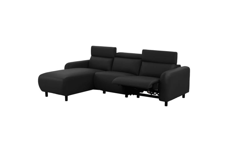 Skaane 3-sits Vänster L-formad Hörnsoffa med Recliner i Läder - Svart - Möbler - Soffa - Skinnsoffor