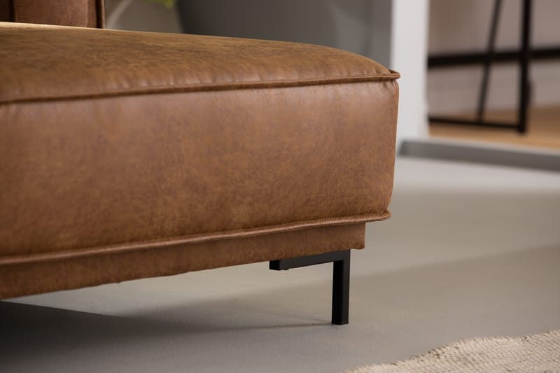 Akron 2-sits Soffa med Divan Höger Bondedläder - Brun - Möbler - Soffa - Skinnsoffor