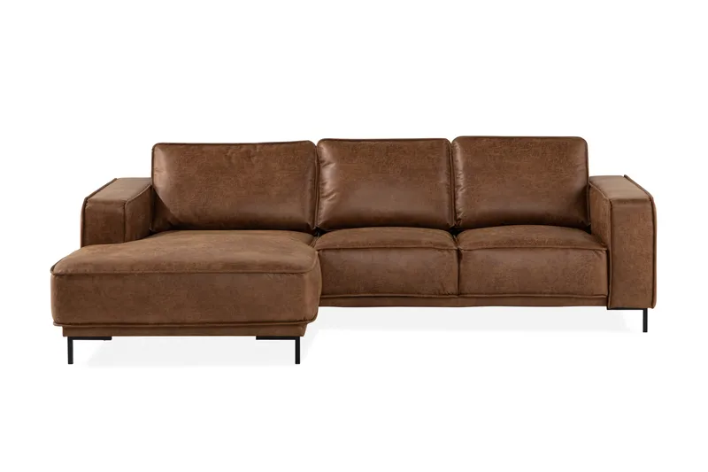 Akron 2-sits Soffa med Divan Vänster Bondedläder, Brun