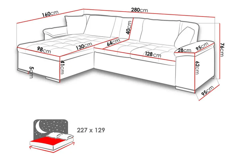 Camior Divanbäddsoffa 4-sits Höger Konstläder - Brun/Beige - Möbler - Soffa - Skinnsoffor