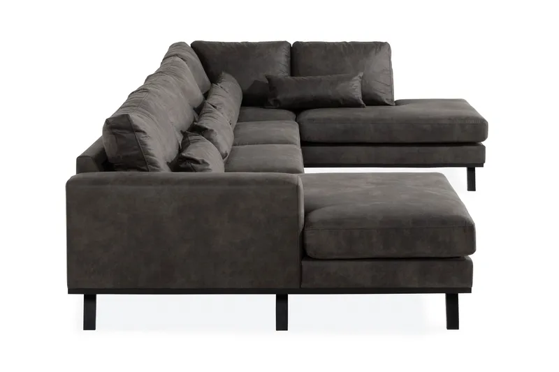 Copenhagen 5-sits Högervänd U-formad Soffa med Divan och Schäslong i Konstläder - Mörkgrå - Möbler - Soffa - Skinnsoffor
