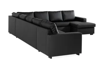 Crazy 7-sits Vändbar U-formad XX-Large Hörnsoffa med divan i Konstläder - Svart - Möbler - Soffa - Skinnsoffor