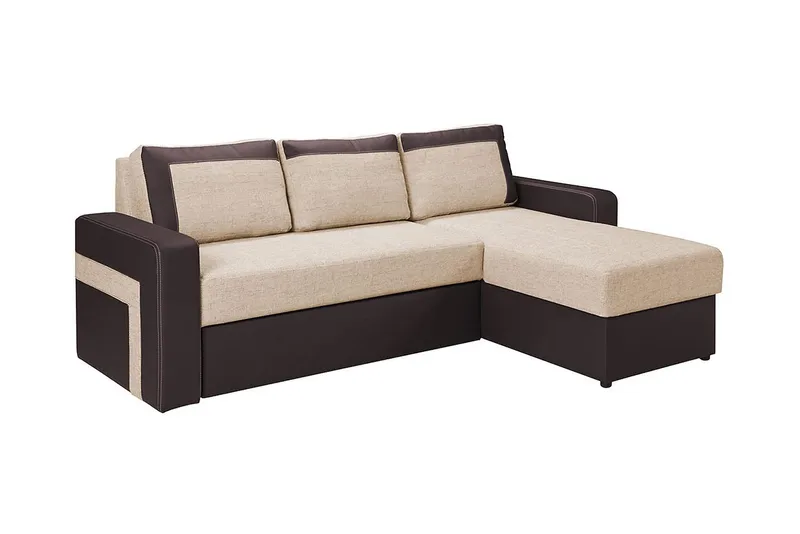 Kolder Divanbäddsoffa 234x156x82 cm, Beige/Brun
