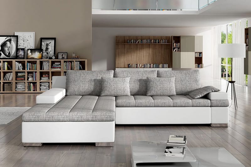 Naoma Divanbäddsoffa 310x175x83 cm - Grå - Möbler - Soffa - Skinnsoffor