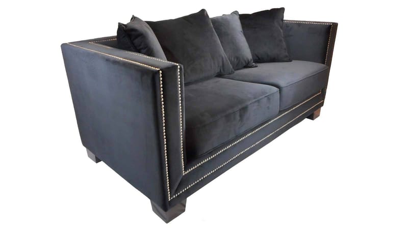 Soffa Henrika 2 Sits Onyx Tyg med 4 Kuddar, onyx svart