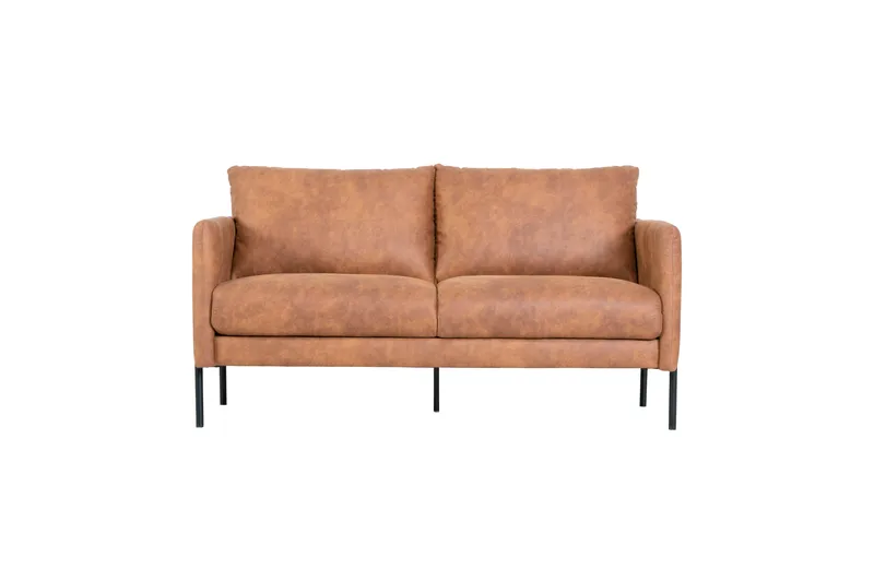 Soffa i brunt ecoläder 156 cm, Cognac