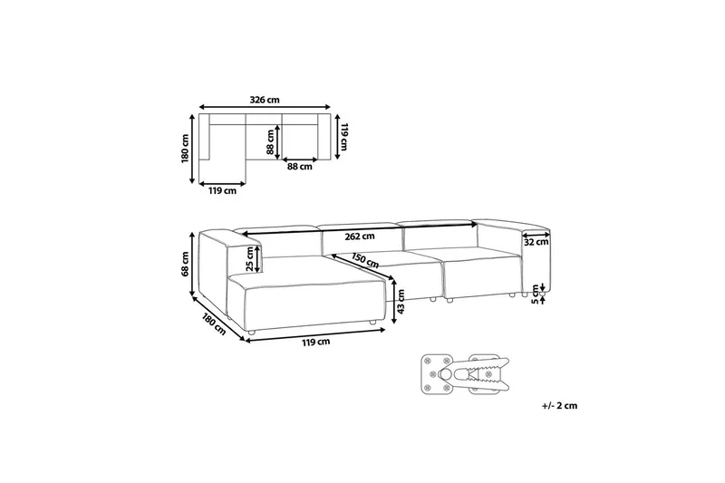 Soffa i höger hörn Ardal Beige/svart - Beige/svart - Möbler - Soffa - Soffgrupp