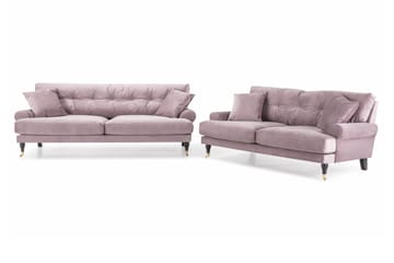 Andrew 5-sits Howard Soffgrupp med Hjul och Knappdetaljer i Tyg - Rosa - Möbler - Soffa - Soffgrupp - Soffgrupp 3 2 1