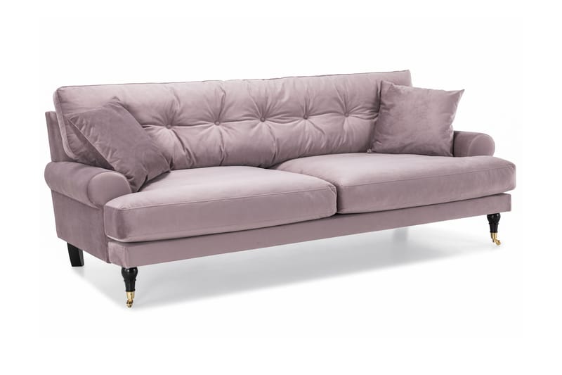 Andrew 5-sits Howard Soffgrupp med Hjul och Knappdetaljer i Tyg - Rosa - Möbler - Soffa - Soffgrupp - Soffgrupp 3 2 1
