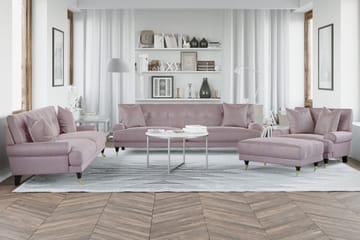 Andrew 5-sits Howard Soffgrupp med Hjul och Knappdetaljer i Tyg - Rosa - Möbler - Soffa - Soffgrupp - Soffgrupp 3 2 1