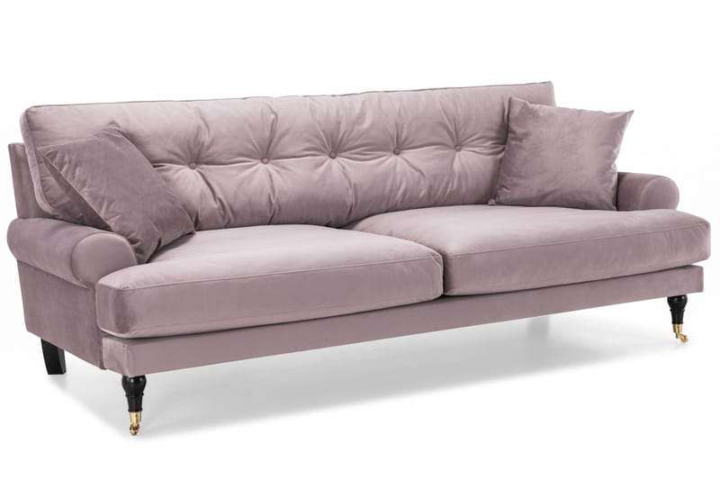 Andrew Howard Soffgrupp 102 cm med Fotpall och Hjul i Sammet - Lila - Möbler - Soffa - Soffgrupp - Soffgrupp 3 2 1