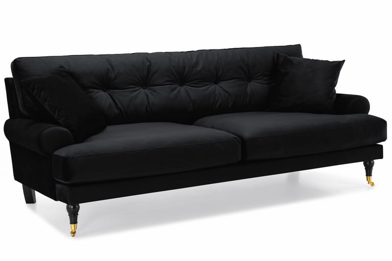 Andrew Howard Soffgrupp 102 cm med Fotpall och Hjul i Sammet - Svart - Möbler - Soffa - Soffgrupp - Soffgrupp 3 2 1
