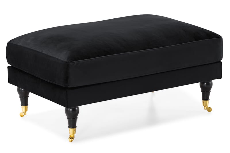 Andrew Howard Soffgrupp 102 cm med Fotpall och Hjul i Sammet - Svart - Möbler - Soffa - Soffgrupp - Soffgrupp 3 2 1