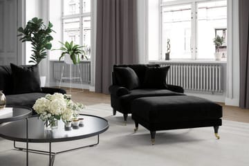 Andrew Howard Soffgrupp 102 cm med Fotpall och Hjul i Sammet - Svart - Möbler - Soffa - Soffgrupp - Soffgrupp 3 2 1