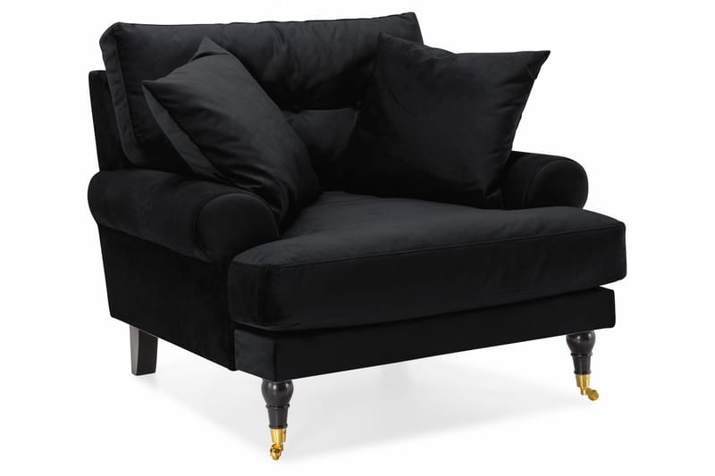 Andrew Howard Soffgrupp 102 cm med Fotpall och Hjul i Sammet - Svart - Möbler - Soffa - Soffgrupp - Soffgrupp 3 2 1