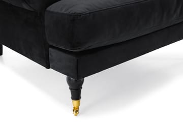 Andrew Howard Soffgrupp 102 cm med Fotpall och Hjul i Sammet - Svart - Möbler - Soffa - Soffgrupp - Soffgrupp 3 2 1