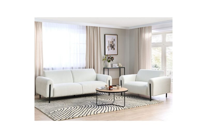 Soffgrupp Askim Vit/Svart, Bouclé - Vit/Svart, Bouclé - Möbler - Soffa - Soffgrupp