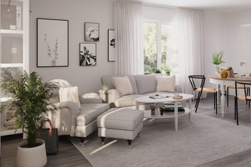 Howard Classic Soffgrupp 2-sits Soffa + Fåtölj + Fotpall i Tyg - Grå - Möbler - Soffa - Soffgrupp - Soffgrupp 3 2 1