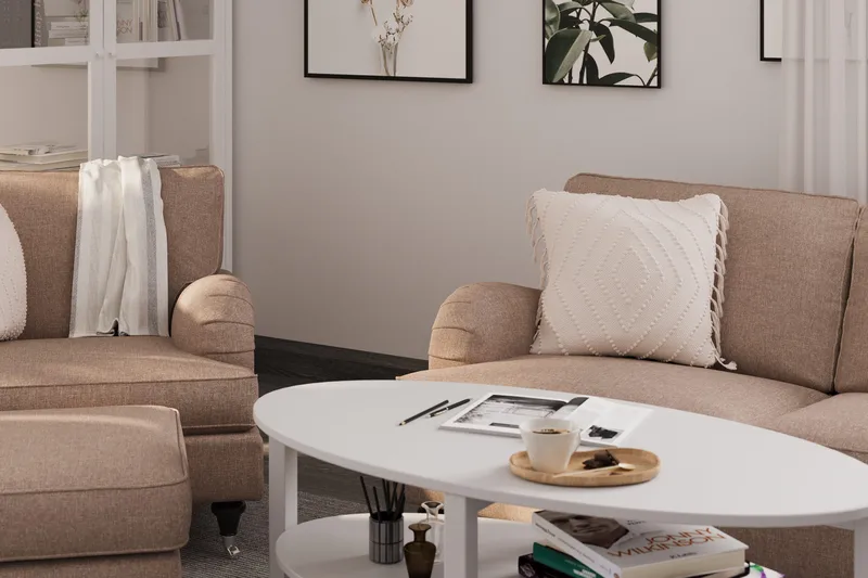 Howard Classic Soffgrupp 2-sits Soffa + Fåtölj i Tyg - Mörkbeige - Möbler - Soffa - Soffgrupp - Soffgrupp 3 2 1