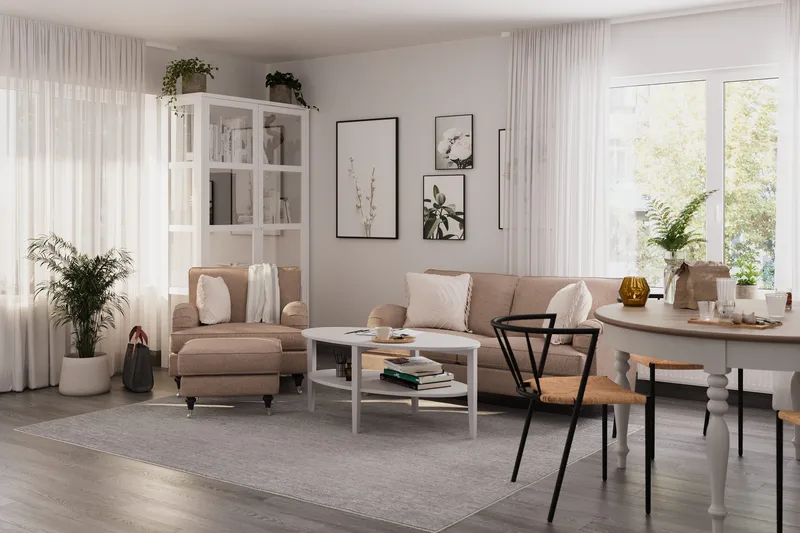 Howard Classic Soffgrupp 2-sits Soffa + Fåtölj i Tyg - Mörkbeige - Möbler - Soffa - Soffgrupp - Soffgrupp 3 2 1