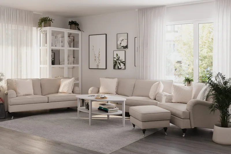 Howard Classic Soffgrupp 3-sits + 2-sits Soffa + Fåtölj i Tyg - Beige - Möbler - Soffa - Soffgrupp - Soffgrupp 3 2 1