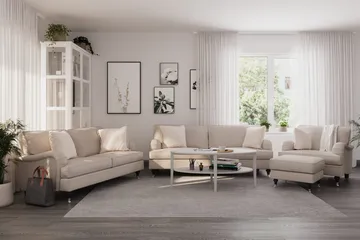 Howard Classic Soffgrupp 3-sits + 2-sits Soffa + Fåtölj i Tyg - Beige - Möbler - Soffa - Soffgrupp - Soffgrupp 3 2 1
