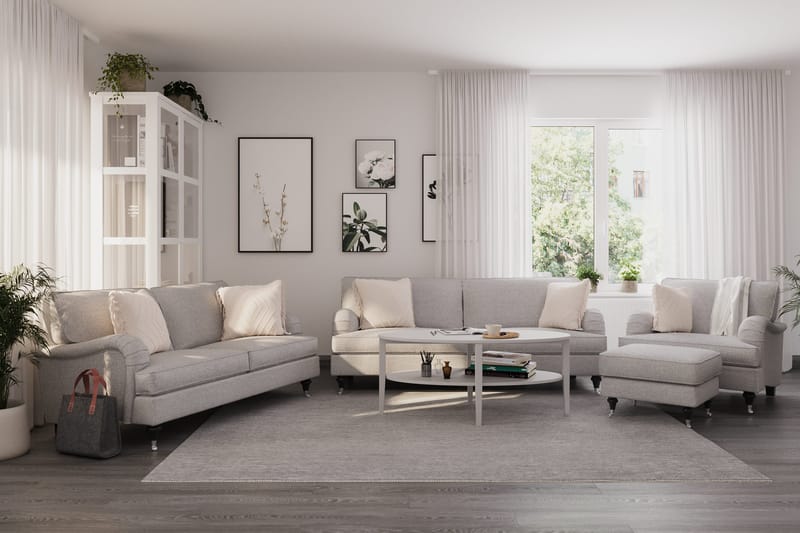 Howard Classic Soffgrupp 3-sits + 2-sits Soffa + Fåtölj i Tyg - Grå - Möbler - Soffa - Soffgrupp - Soffgrupp 3 2 1