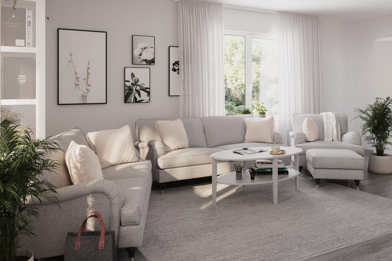 Howard Classic Soffgrupp 3-sits + 2-sits Soffa + Fåtölj i Tyg - Grå - Möbler - Soffa - Soffgrupp - Soffgrupp 3 2 1